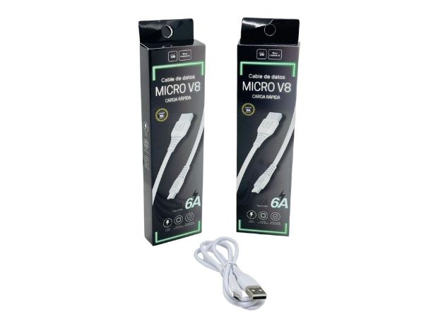 &uu CABLE CARGADOR TIPO V8 6A CAJA NEGRA CABM58